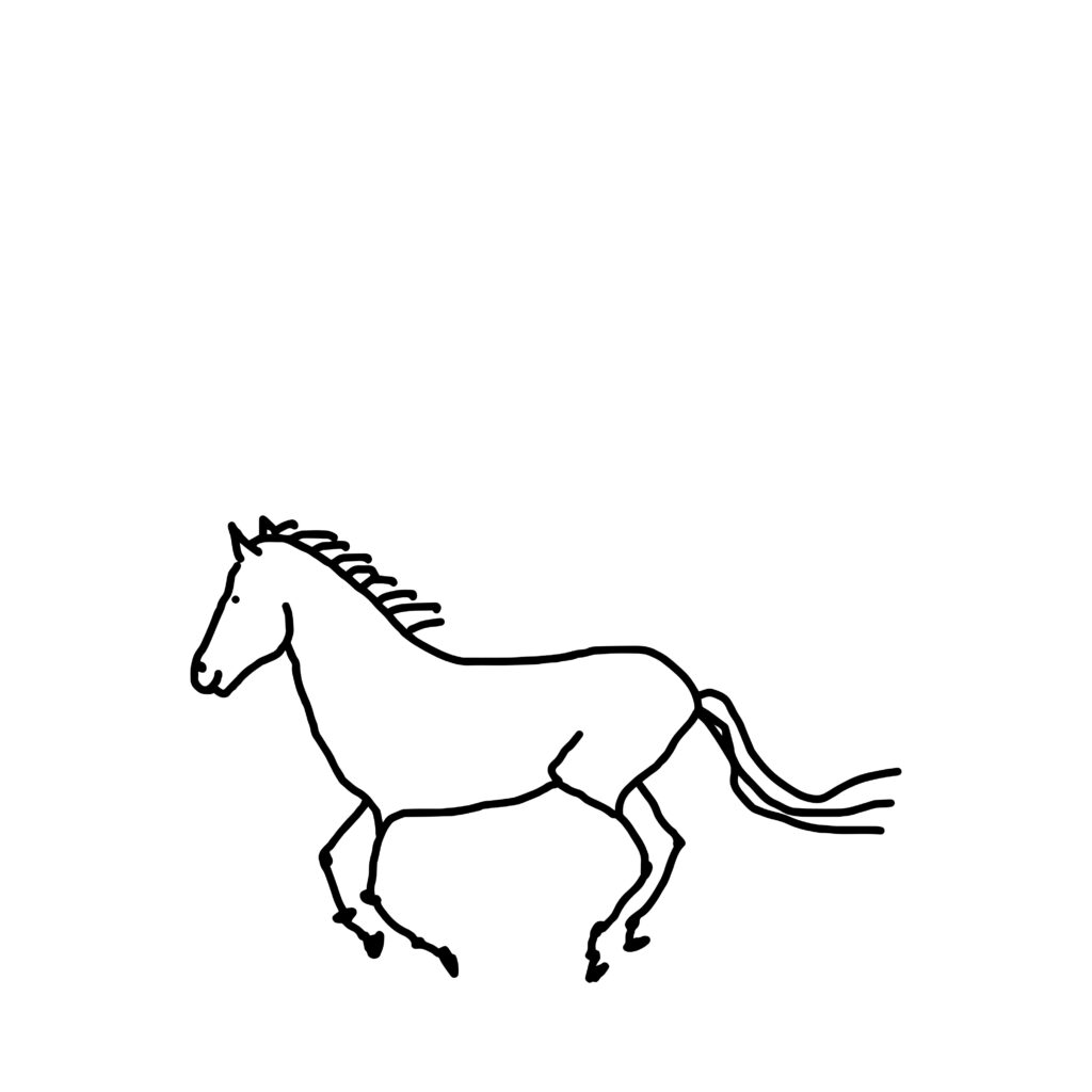trajectory slightly curved due to opinions in the left hind leg.