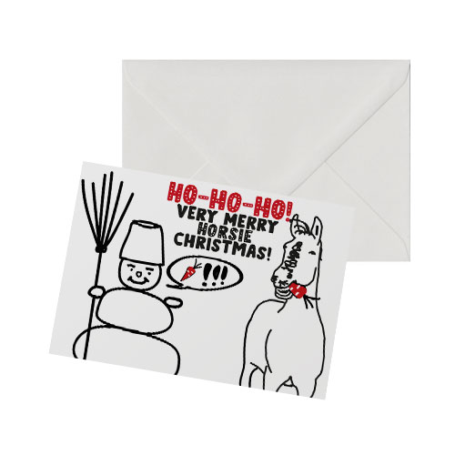 A-Horse-Stole-a-Carrot-from-a-Snowman *very merry horsie christmas postcards