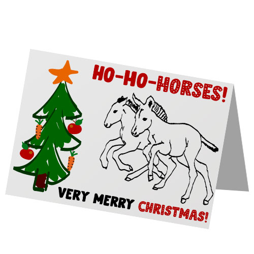 A5-two-foals *ho-ho-horse christmas postcards
